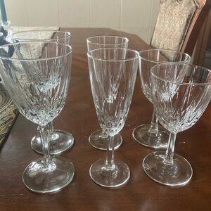 Cristal d’Arques Diamant flute wine claret glasses 6 pcs EUC